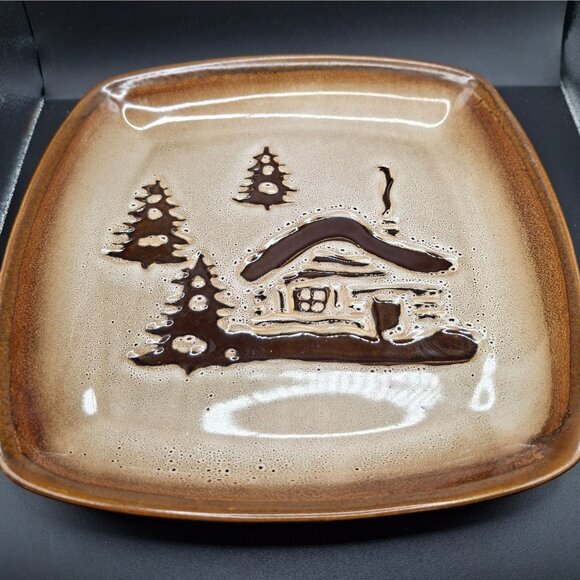 Woodland Home Studio Reactive Glaze Cabin-Inspired 9x9 Plates Set Of 2 Brown - Picture 1 of 5